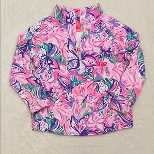 Lilly Pulitzer girls size large (8/10) floral quarter zip pullover with pocket